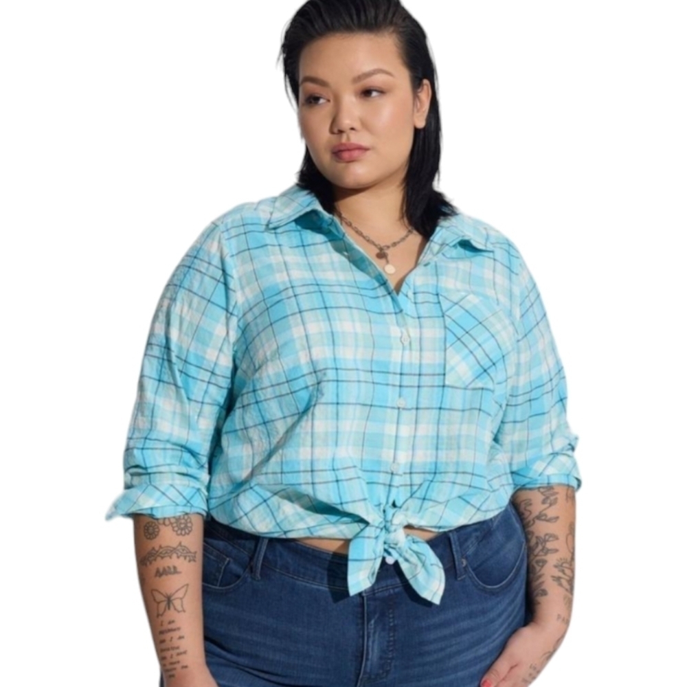 NWT Torrid Lizzie Cotton Button-Up Long Sleeve Shirt Sizes (1X,4X)